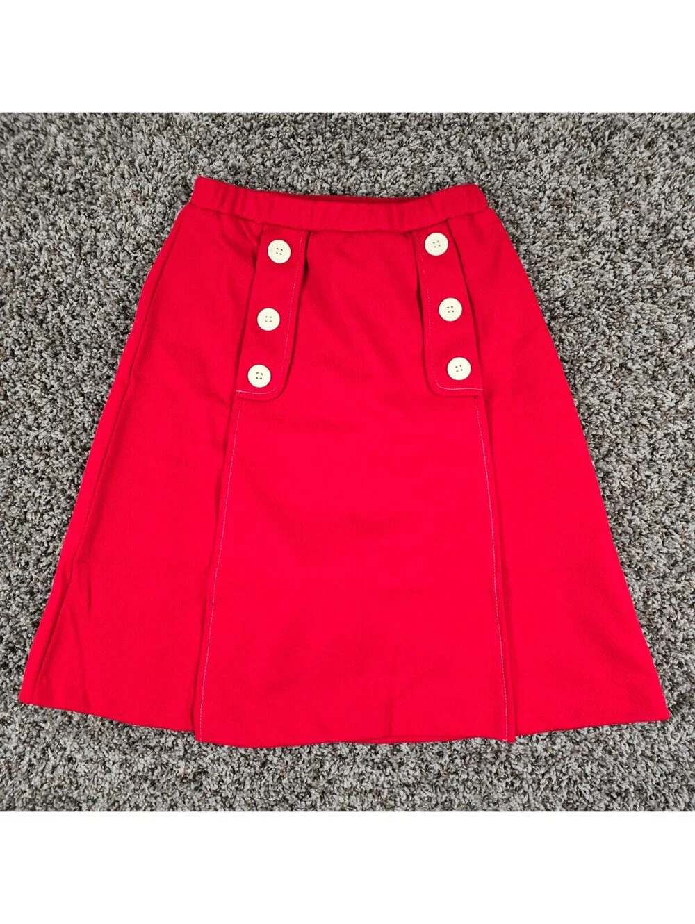 Vtg 1960s JcPenney Girls Sz 10 Mod Style Pencil Skirt Red w/ White Buttons